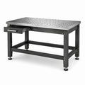 Banco da lavoro in metallo con piano forato e cassetto 150x80x85 cm