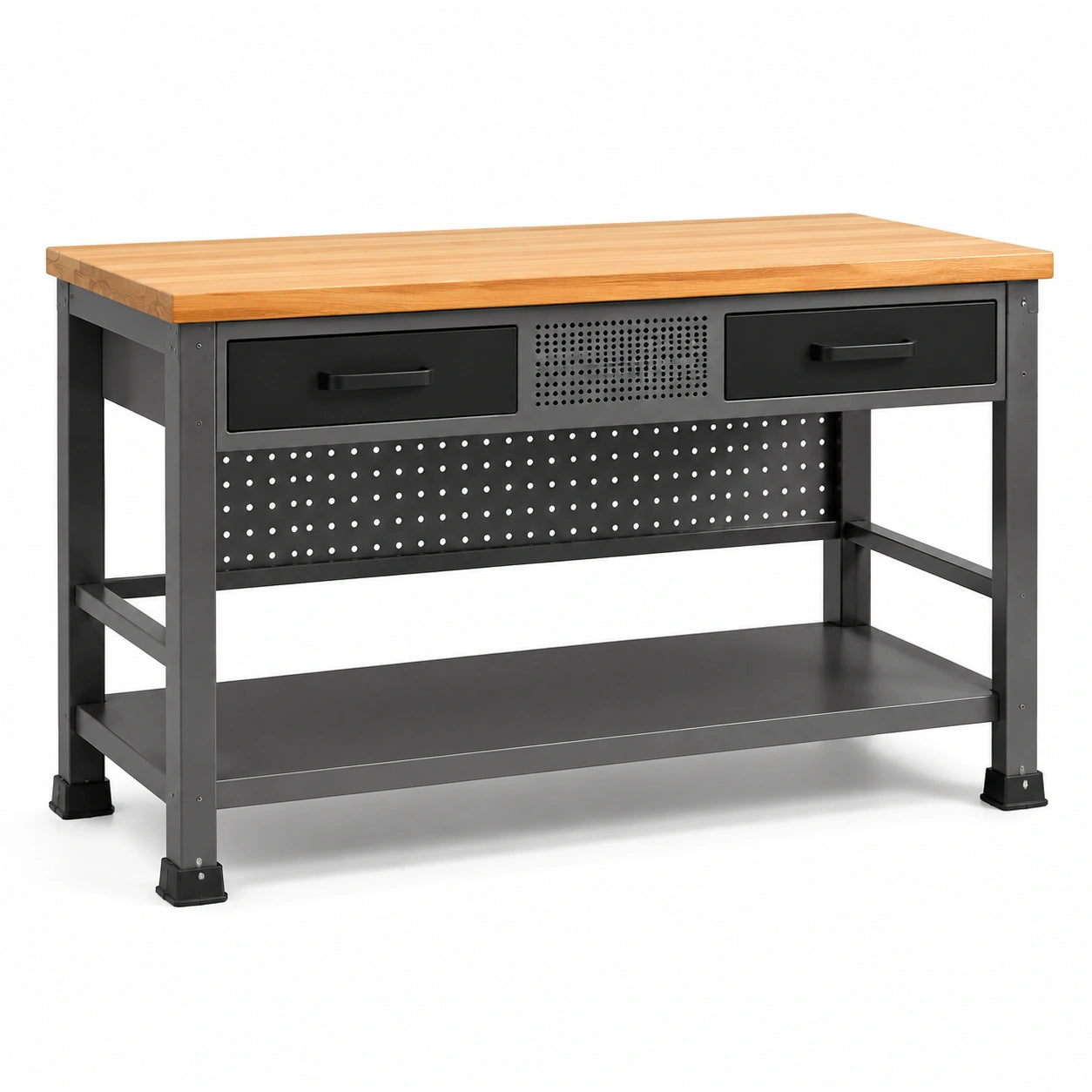 Banco da lavoro in legno e metallo con cassetti 120x60x90 cm
