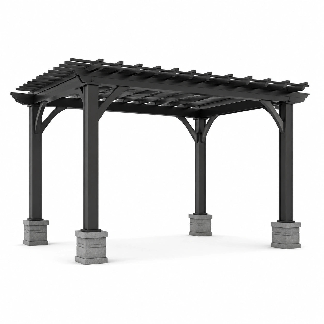 Pergola in Metallo Antracite con Basi in Cemento 300x300x250 cm