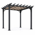 Pergola in Metallo con Copertura in Poliestere Beige 3x3 m