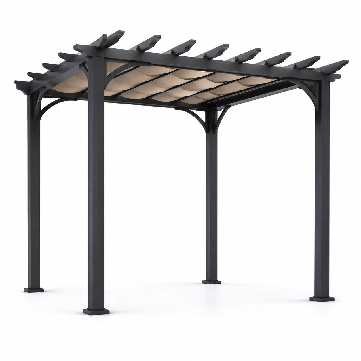 Pergola in Metallo con Copertura in Poliestere Beige 3x3 m