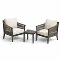 Set da Giardino con 2 Poltrone in Alluminio e Poliestere Beige e Tavolino Grigio