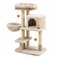 Tiragraffi per gatti in sisal e peluche beige, 130 cm