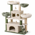 Albero Tiragraffi per Gatti con Cuccia in Peluche Verde e Beige