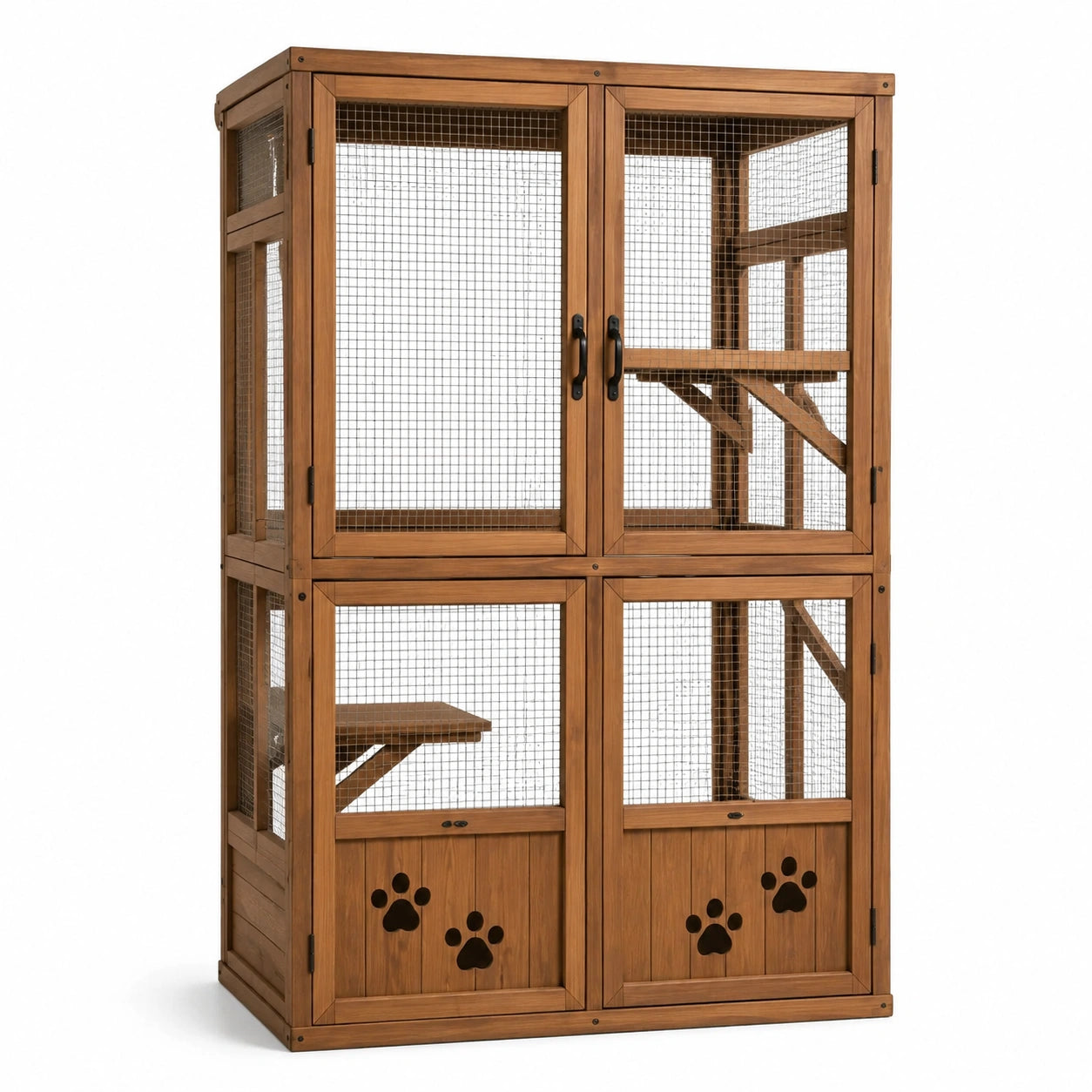 Gabbia per gatti in legno e metallo marrone 150x100x50 cm