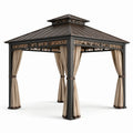 Gazebo in Alluminio con Tetto in Acciaio e Tende in Poliestere, 3x4m