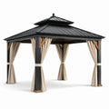 Gazebo in Alluminio con Tetto in Acciaio e Tende in Poliestere 3x3 m
