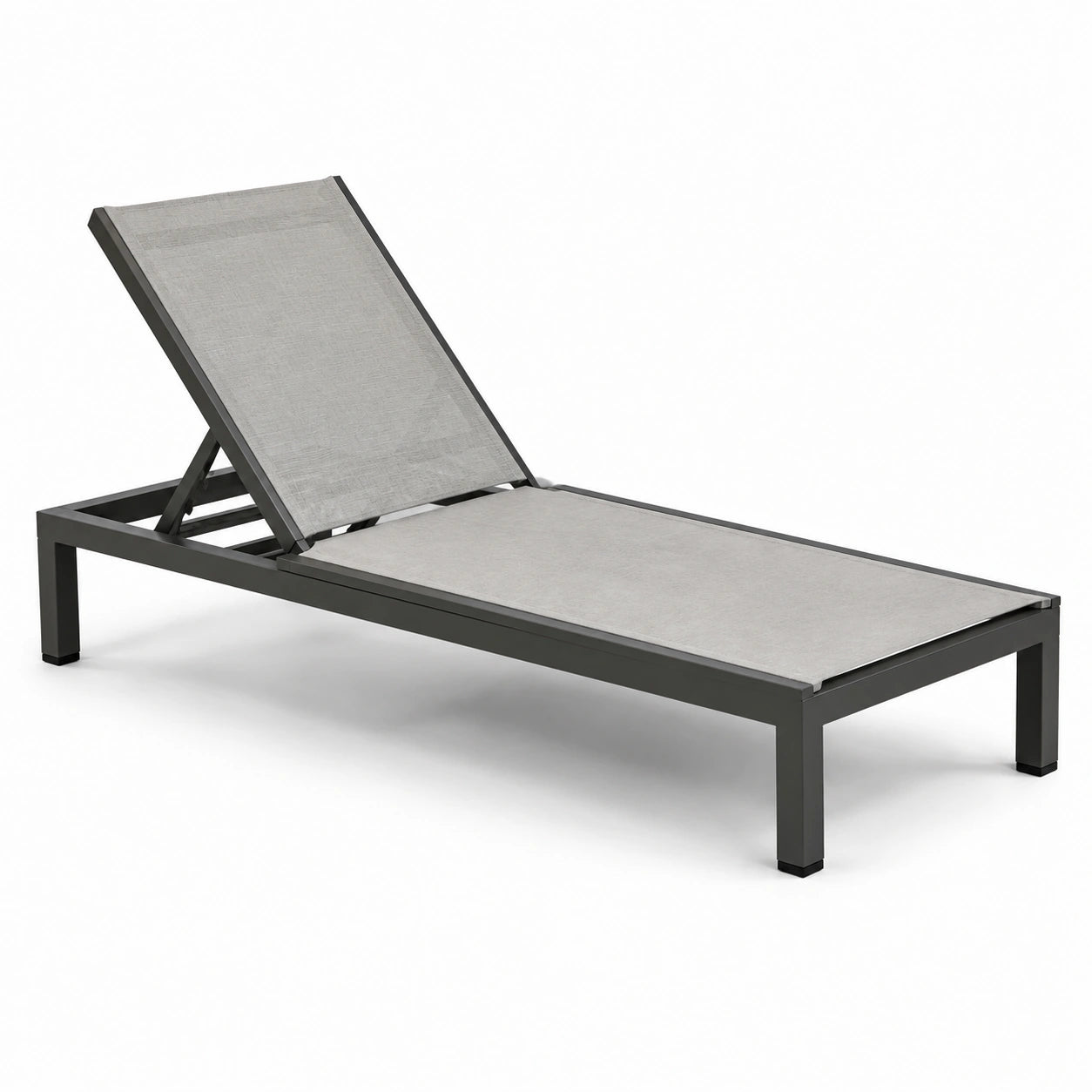 Lettino prendisole in alluminio tessuto textilene grigio 200x65x35 cm