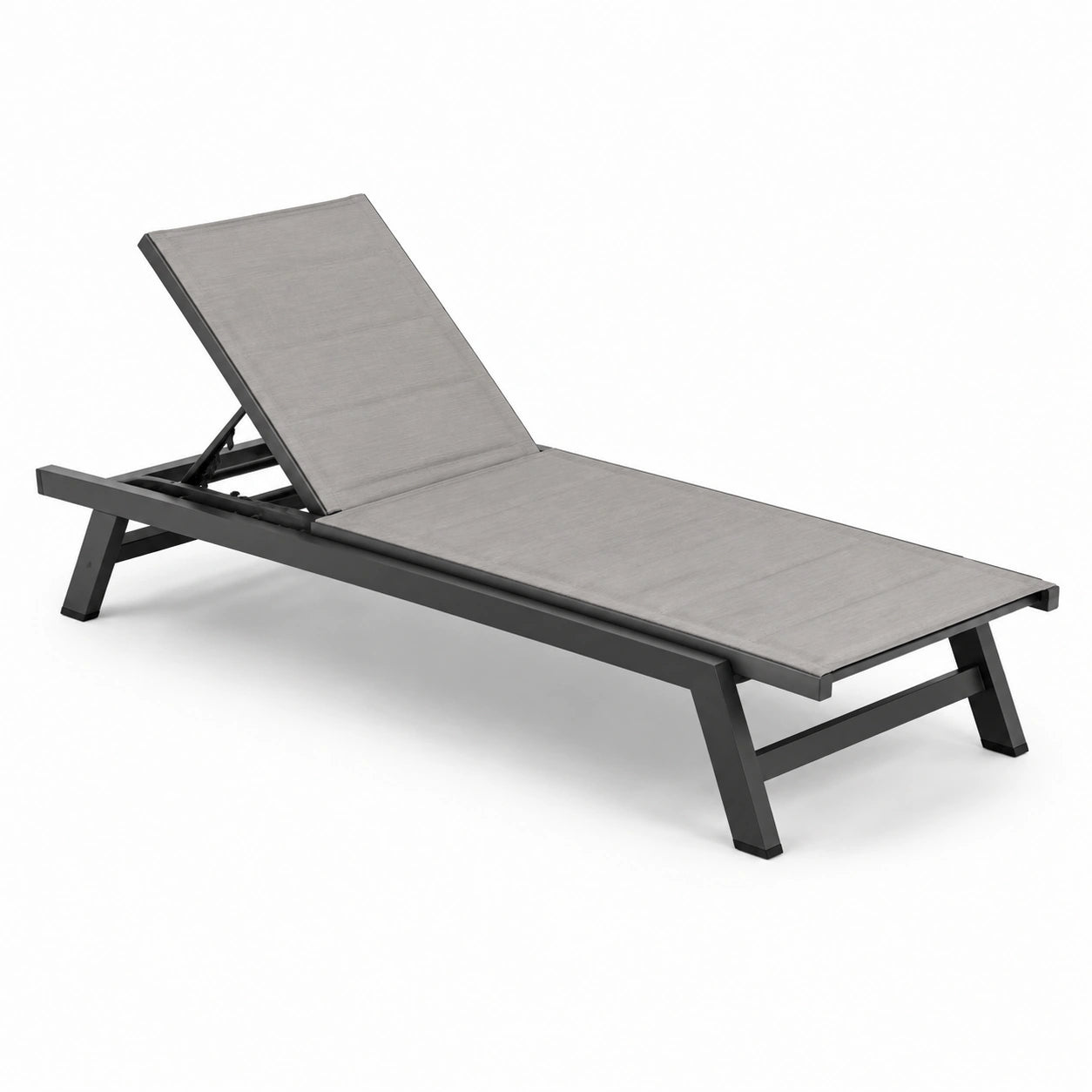 Lettino prendisole in alluminio e textilene grigio 200x65x35 cm