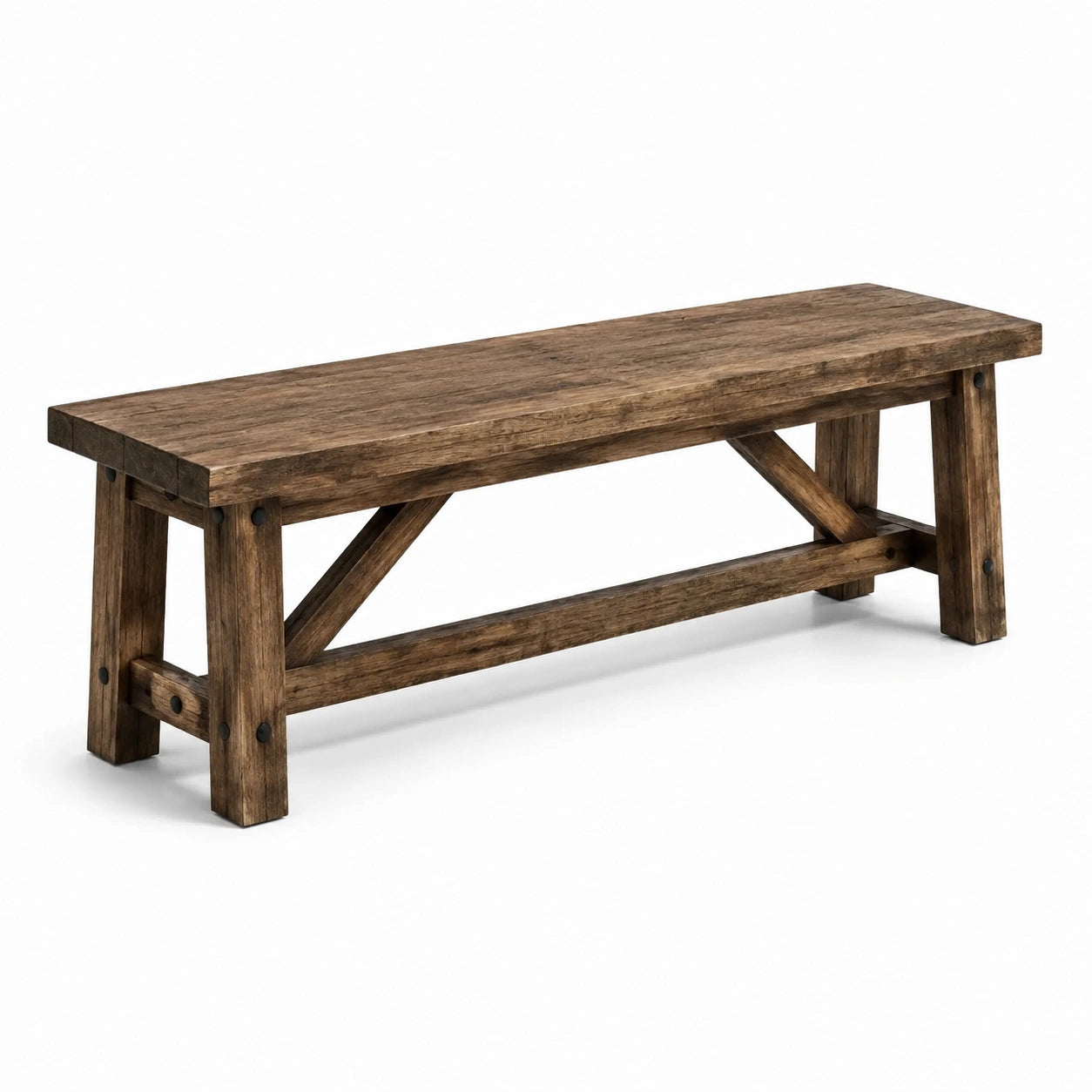 Panca in legno massello di quercia marrone 180x40x45 cm